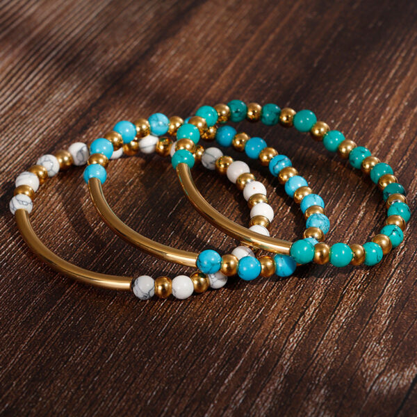 Wholesale Multicolor Turquoise Beads Stainless Steel Bracelet