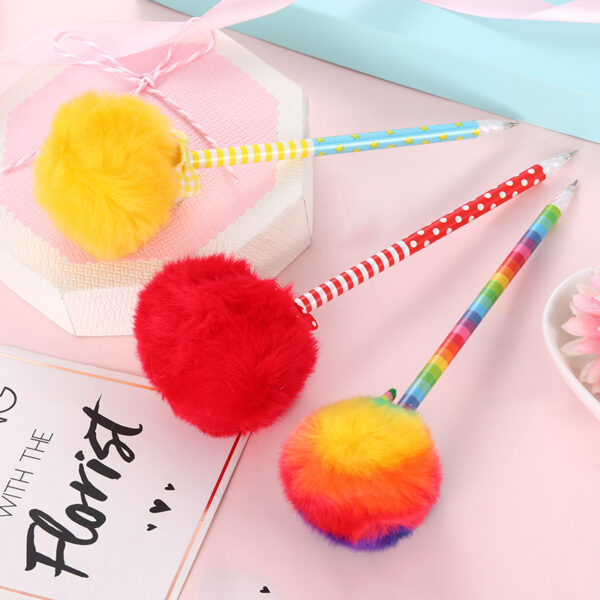Wholesale Leopard Print Fur Ball Plastic Ballpoint Pen