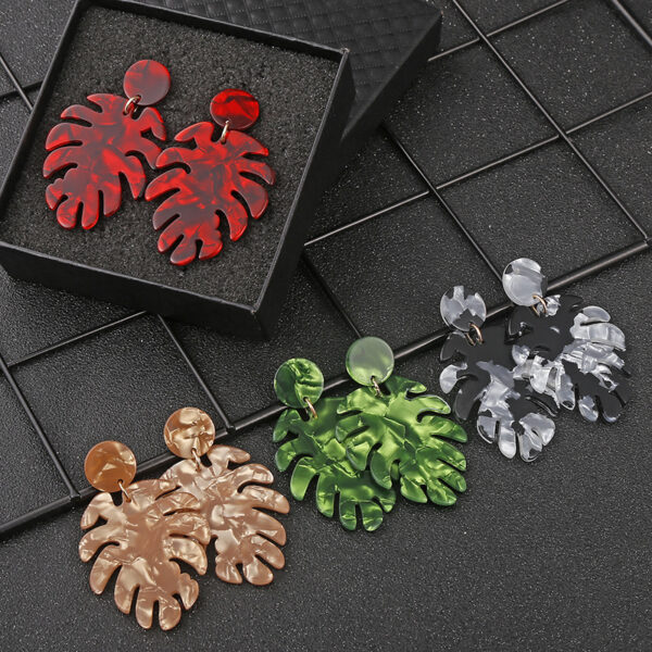 10892469886_901759956 Wholesale Leaf Shaped Acrylic Acetate Earrings