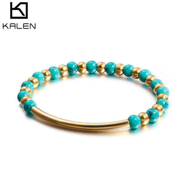 Wholesale Multicolor Turquoise Beads Stainless Steel Bracelet