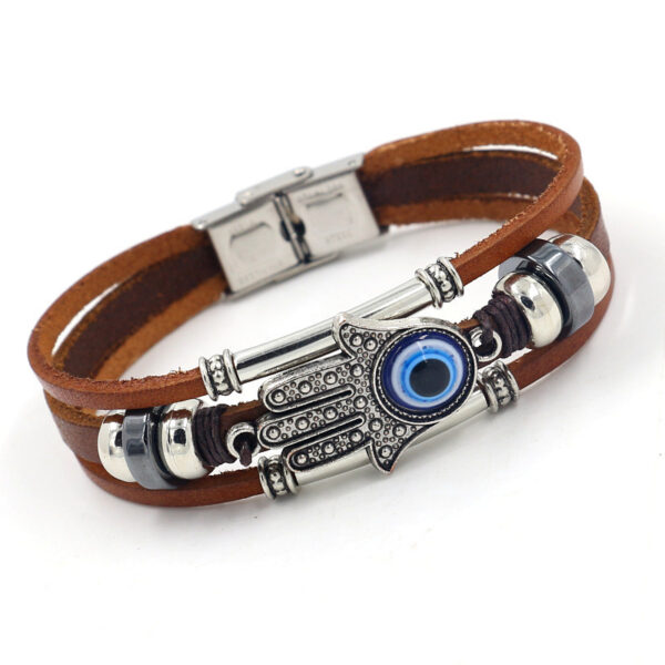 Wholesale Devil Eye Beads Stainless Steel Leather Bracelets