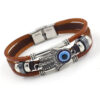 Wholesale Devil Eye Beads Stainless Steel Leather Bracelets