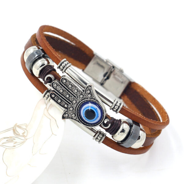 Wholesale Devil Eye Beads Stainless Steel Leather Bracelets