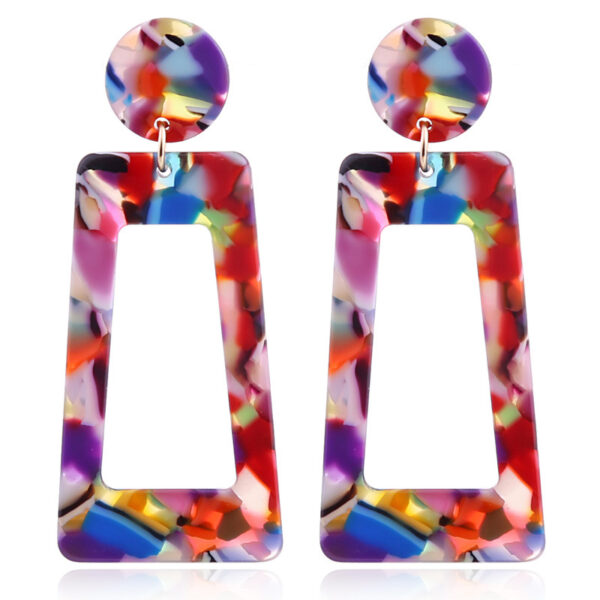 Wholesale Leopard Print Exaggerated Acetate Acrylic Strip Square T-shaped Earrings