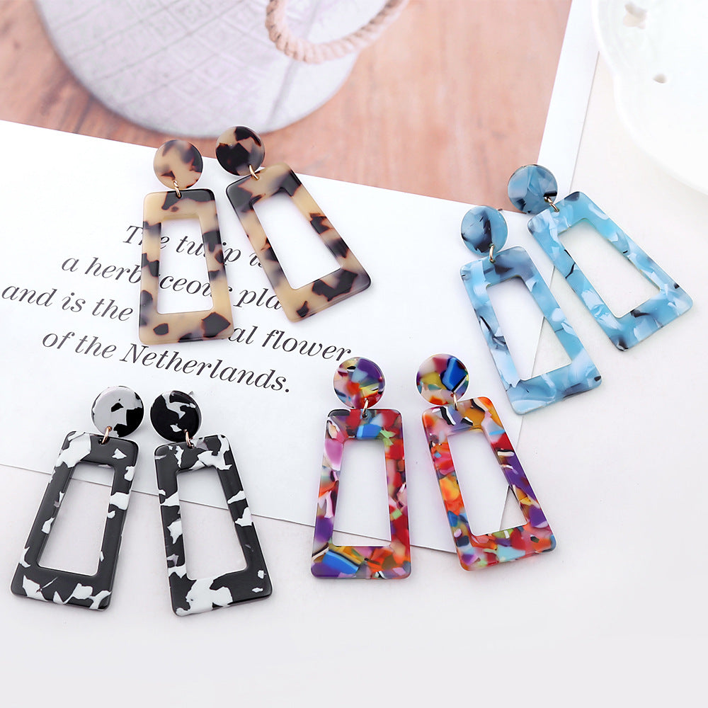 Wholesale Leopard Print Exaerated Acetate Acrylic Strip Square T-shaped Earrings