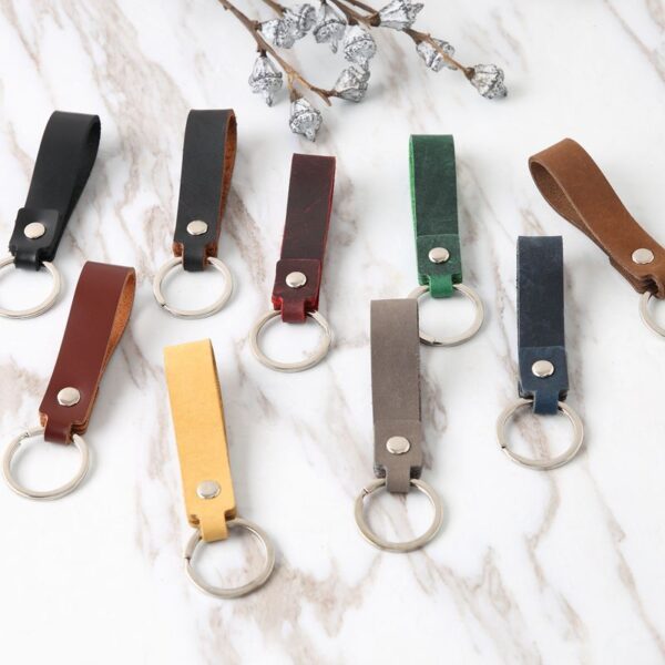 Wholesale Men's Leather Belt Waist Car Leather Single Ring Keychain