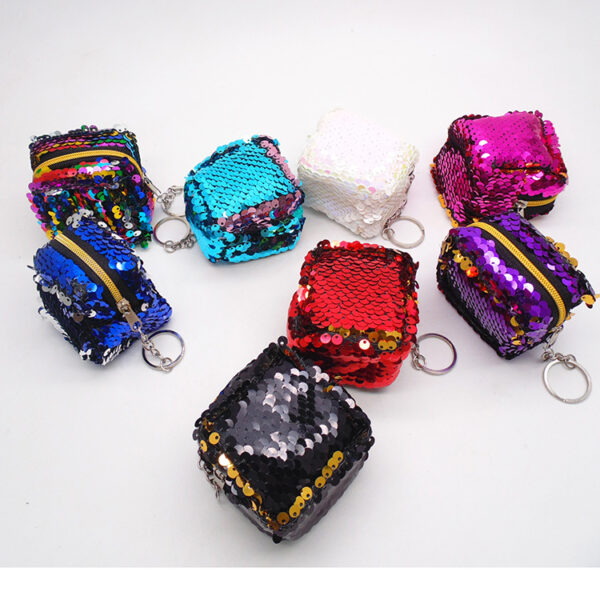 10950510345_742076094 Wholesale Square Sequin Coin Purse Keychain