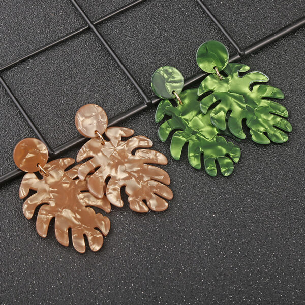10951565822_901759956 Wholesale Leaf Shaped Acrylic Acetate Earrings