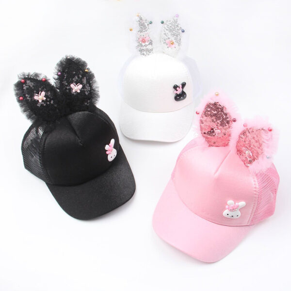 Wholesale Cotton Easter Rabbit Ears Sequined Mesh Cap
