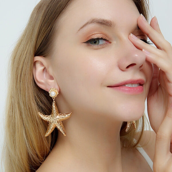 Wholesale Gold Alloy Starfish Pearl Earrings