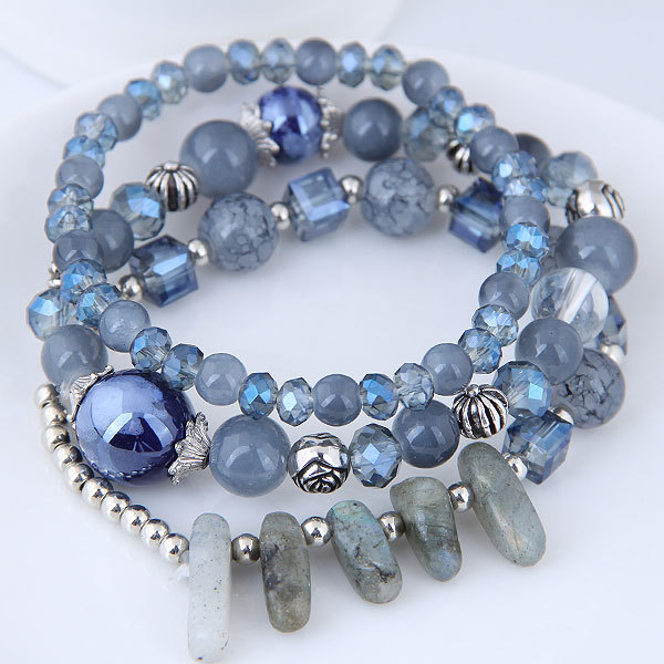 Wholesale Vintage Cat's Eye Crystal Agate Beaded Multi-layer Bracelet