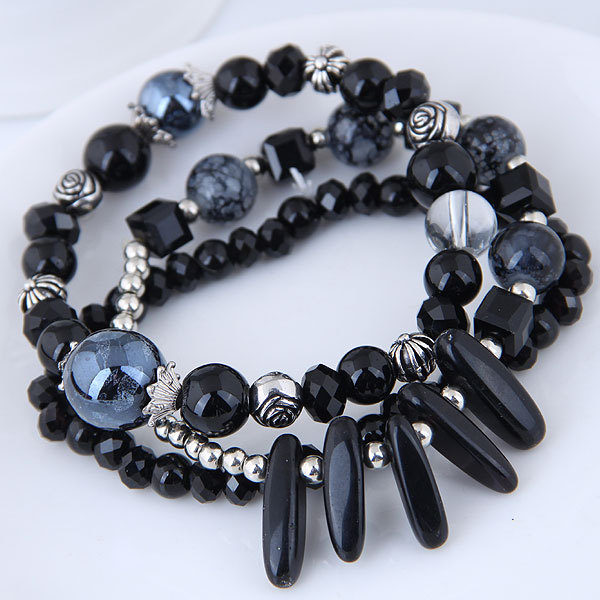 Wholesale Vintage Cat's Eye Crystal Agate Beaded Multi-layer Bracelet
