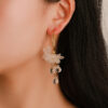 Wholesale Crystal Flower Tassel Alloy Earrings
