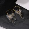 Wholesale Crystal Flower Tassel Alloy Earrings