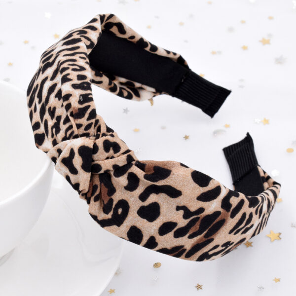 Wholesale Leopard Women's Wide Cross Tie Fabric Headband