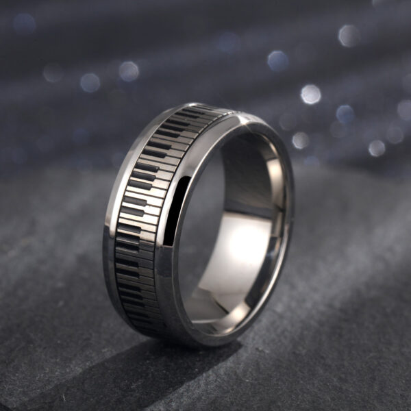 Wholesale Stainless Steel Silver Piano Keys Titanium Steel Ring