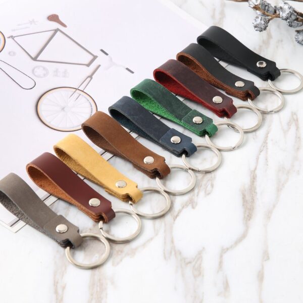 Wholesale Men's Leather Belt Waist Car Leather Single Ring Keychain