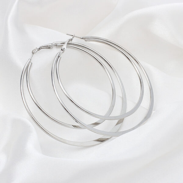 Wholesale Geometry Big Circle Double Layer Metal Earrings