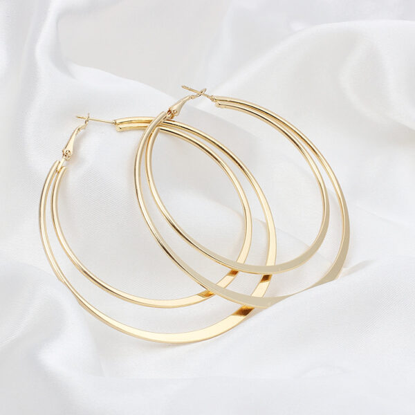 Wholesale Geometry Big Circle Double Layer Metal Earrings