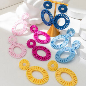 Wholesale Colorful Raffia Alloy Earrings