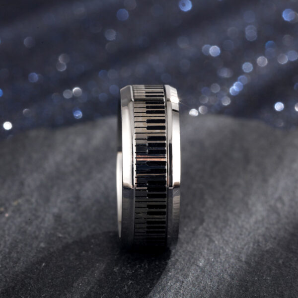 Wholesale Stainless Steel Silver Piano Keys Titanium Steel Ring