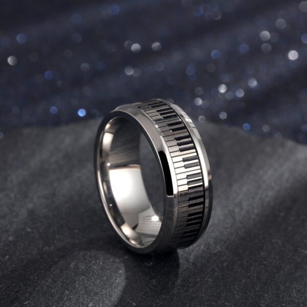 Wholesale Stainless Steel Silver Piano Keys Titanium Steel Ring