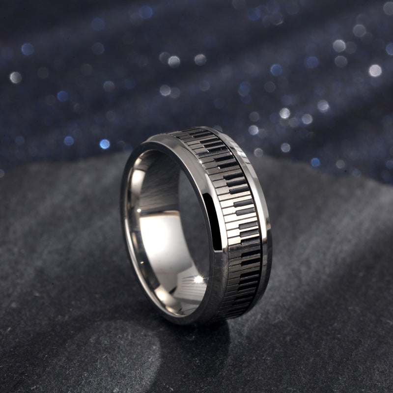 Wholesale Stainless Steel Sier Piano Keys Titanium Steel Ring