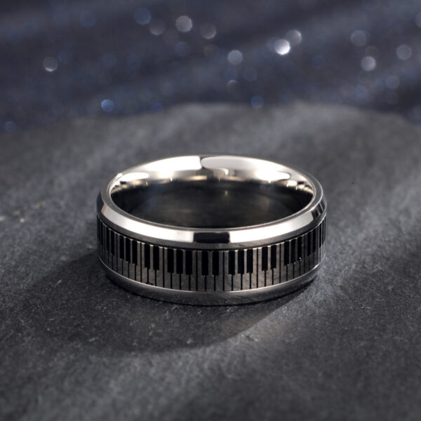 Wholesale Stainless Steel Silver Piano Keys Titanium Steel Ring