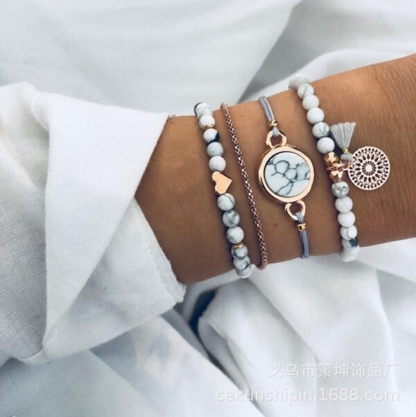 Wholesale Pine Stone Tassel Round Stone Bracelet