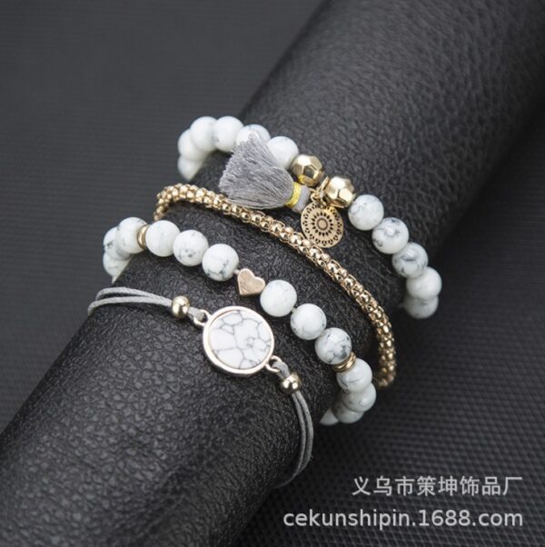Wholesale Pine Stone Tassel Round Stone Bracelet