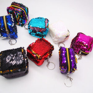 Wholesale Square Sequin Coin Purse Keychain