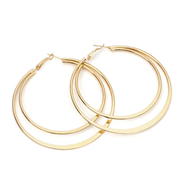 Wholesale Geometry Big Circle Double Layer Metal Earrings
