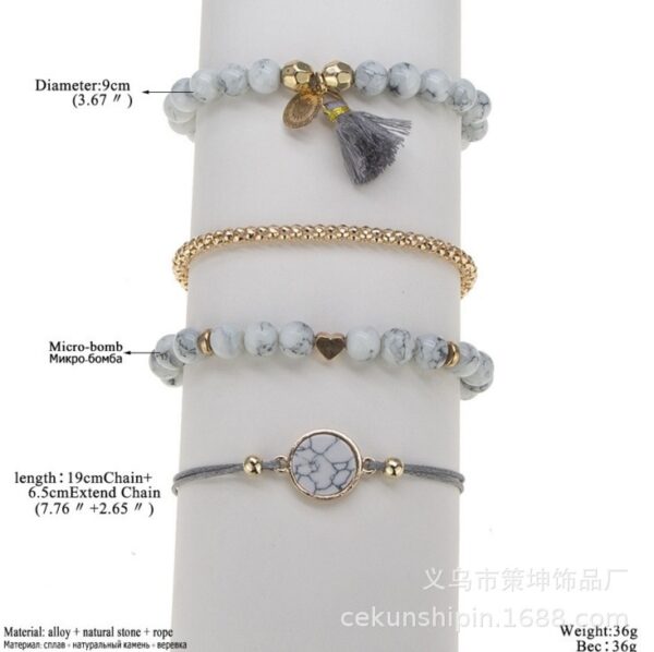 Wholesale Pine Stone Tassel Round Stone Bracelet