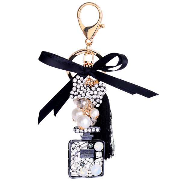 Wholesale Bow Ice Silk Tassel Perfume Bottle Zinc Alloy Keychain