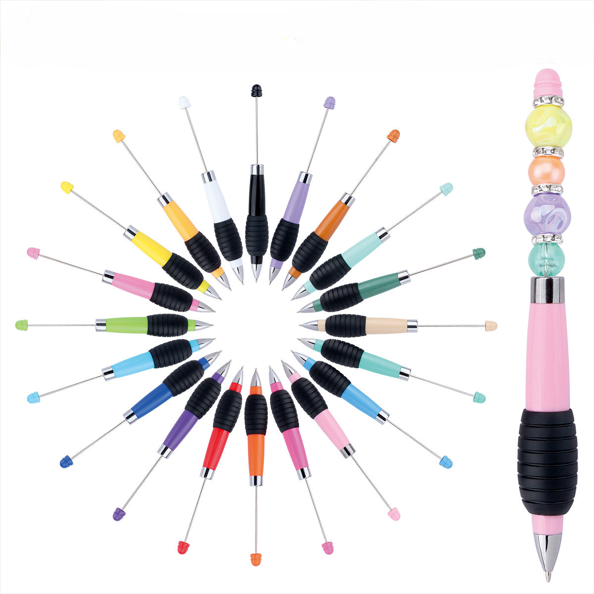 Wholesale Beadable Pens Rotating Telescopic Beadable Pen DIY Pen Oice Splies