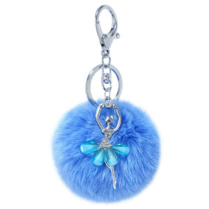 Wholesale Alloy Diamond Ballerina Fur Ball Keychain