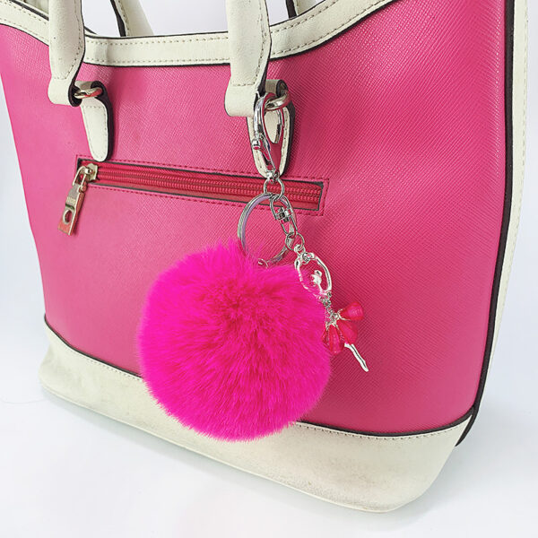 Wholesale Alloy Diamond Ballerina Fur Ball Keychain