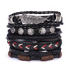Wholesale Vintage Cross Leather Multi-layer Adjustable Hand-woven Men's Bracelet Set