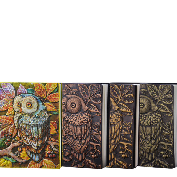 Wholesale Faux Leather Relief Owl PU A5 Notebook Notebook