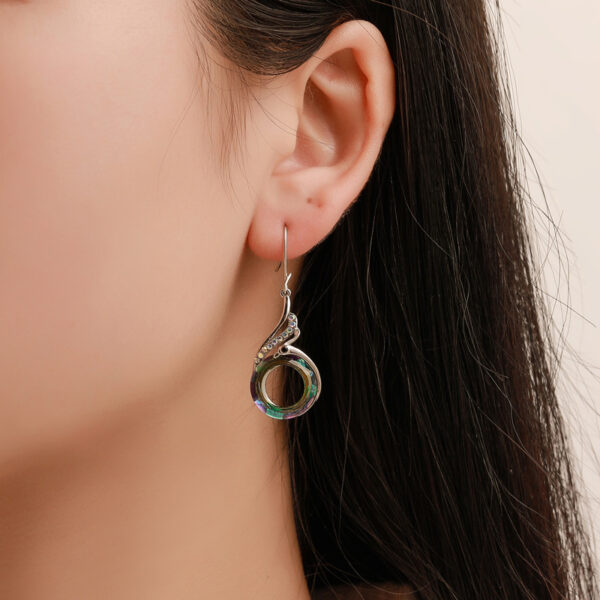 Wholesale Colorful Crystal Peacock Gradient Copper Earrings