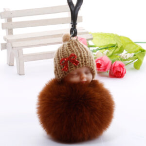 7cm fur ball-Brown (plastic buckle) / Golden chain Buckle (8cm fur ball)