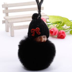 7cm fur ball-Black (plastic buckle) / Golden chain Buckle (8cm fur ball)