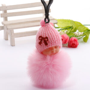 7cm hair ball-light powder (plastic buckle) / Golden chain Buckle (8cm fur ball)