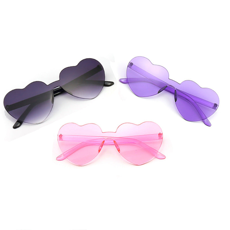 Wholesale Plastic Rimless Heart Shaped Sunglasses Kids Glasses