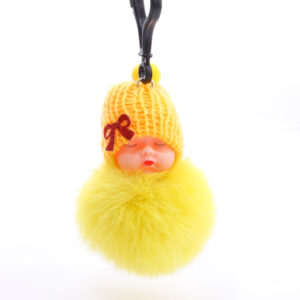 7cm fur ball-yellow (plastic buckle) / Golden chain Buckle (8cm fur ball)