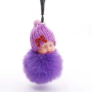 7cm fur ball-purple (plastic buckle) / Golden chain Buckle (8cm fur ball)