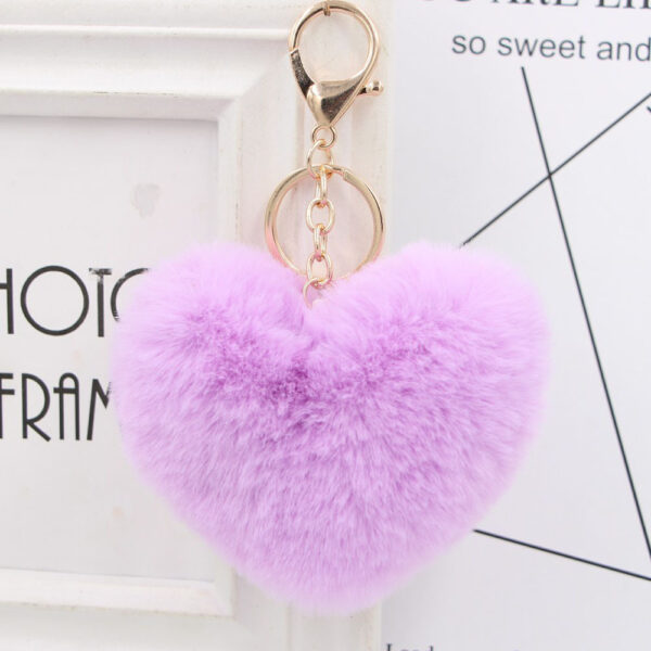 Wholesale Cute Heart Shaped Fur Ball Pom Pom Keychains