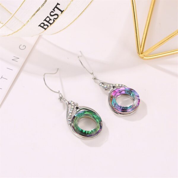 Wholesale Colorful Crystal Peacock Gradient Copper Earrings
