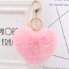 Wholesale Cute Heart Shaped Fur Ball Pom Pom Keychains