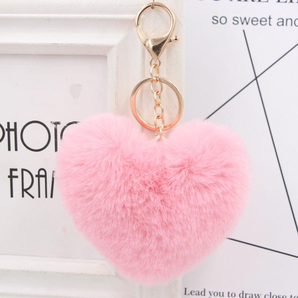 Wholesale Cute Heart Shaped Fur Ball m m Keychains